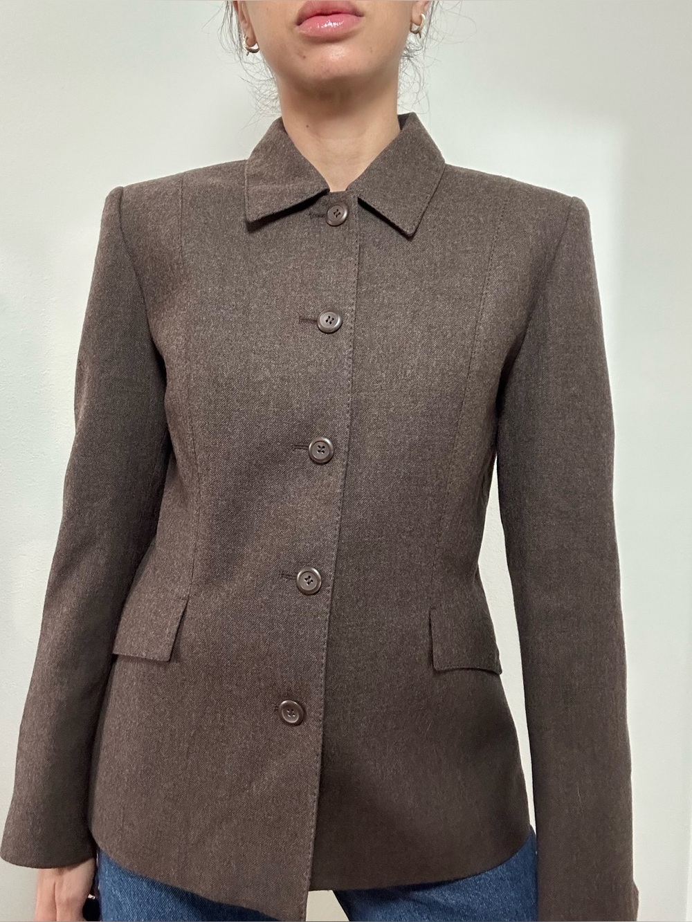 Vintage Pendleton Deadstock Virgin Wool Brown Tailored Blazer Button Front 6